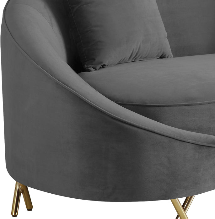 Serpentine Grey Velvet Sofa - Dinettes Plus Furniture