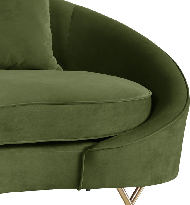 Serpentine Olive Velvet Loveseat - Dinettes Plus Furniture