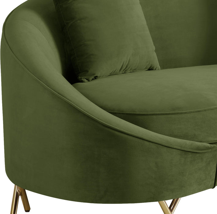 Serpentine Olive Velvet Sofa - Dinettes Plus Furniture