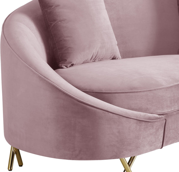 Serpentine Pink Velvet Sofa - Dinettes Plus Furniture