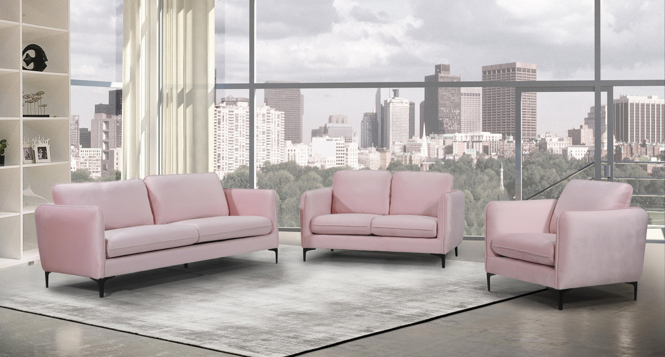 Poppy Pink Velvet Loveseat - Dinettes Plus Furniture