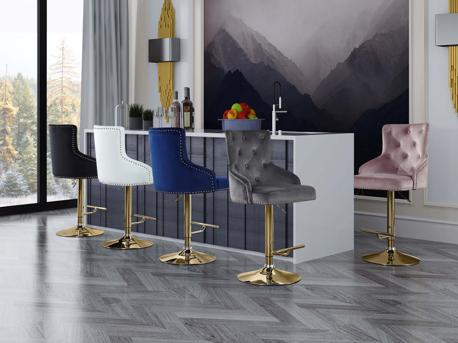 Claude White Velvet Adjustable Stool - Dinettes Plus Furniture