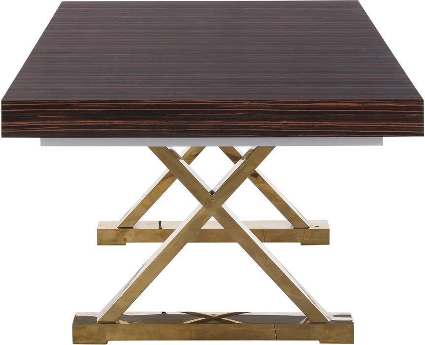 Excel Brown Zebra Wood Veneer Lacquer Extendable Dining Table (3 Boxes)