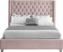 Aiden Pink Velvet Queen Bed - Dinettes Plus Furniture