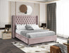 Aiden Pink Velvet Queen Bed - Dinettes Plus Furniture