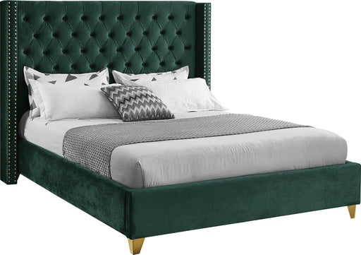 Barolo Green Velvet Queen Bed - Dinettes Plus Furniture