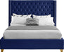 Barolo Navy Velvet Queen Bed - Dinettes Plus Furniture