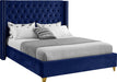 Barolo Navy Velvet Queen Bed - Dinettes Plus Furniture