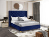 Barolo Navy Velvet Queen Bed - Dinettes Plus Furniture