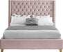 Barolo Pink Velvet Queen Bed - Dinettes Plus Furniture