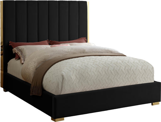 Becca Black Velvet King Bed - Dinettes Plus Furniture