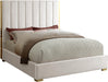 Becca Cream Velvet Queen Bed - Dinettes Plus Furniture