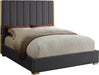 Becca Grey Velvet Queen Bed - Dinettes Plus Furniture