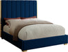Becca Navy Velvet King Bed - Dinettes Plus Furniture