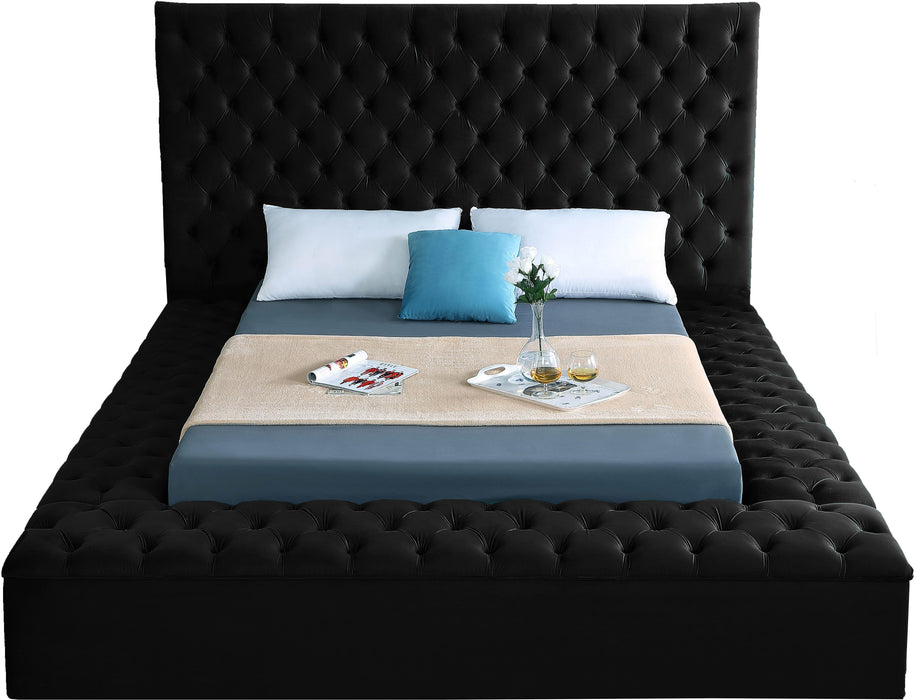 Bliss Black Velvet Queen Bed (3 Boxes) - Dinettes Plus Furniture