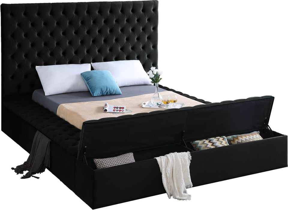 Bliss Black Velvet King Bed (3 Boxes) - Dinettes Plus Furniture