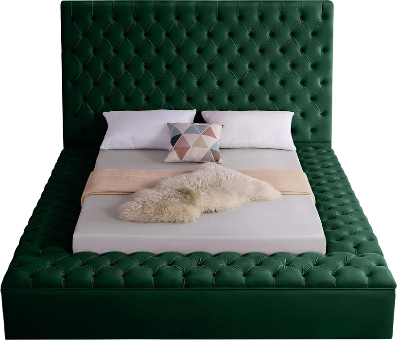 Bliss Green Velvet Queen Bed (3 Boxes) - Dinettes Plus Furniture