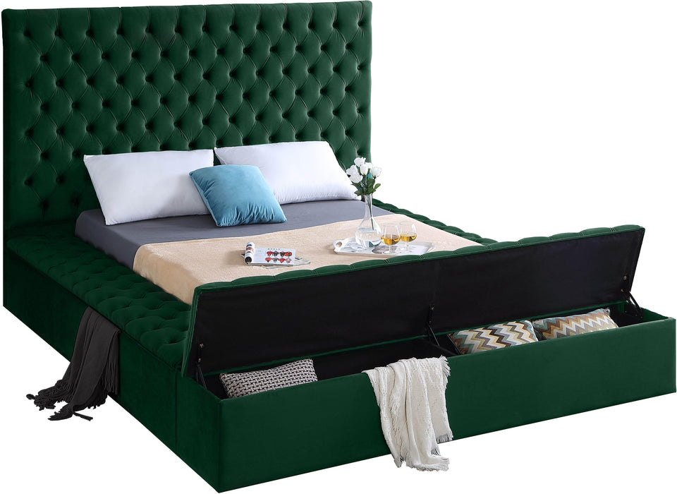 Bliss Green Velvet King Bed (3 Boxes) - Dinettes Plus Furniture