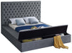 Bliss Grey Velvet Queen Bed (3 Boxes) - Dinettes Plus Furniture