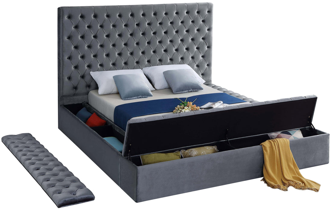 Bliss Grey Velvet King Bed (3 Boxes) - Dinettes Plus Furniture
