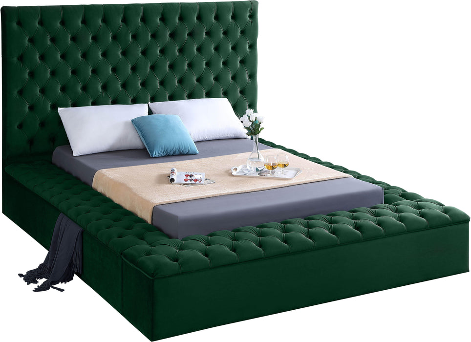 Bliss Green Velvet Queen Bed (3 Boxes) - Dinettes Plus Furniture