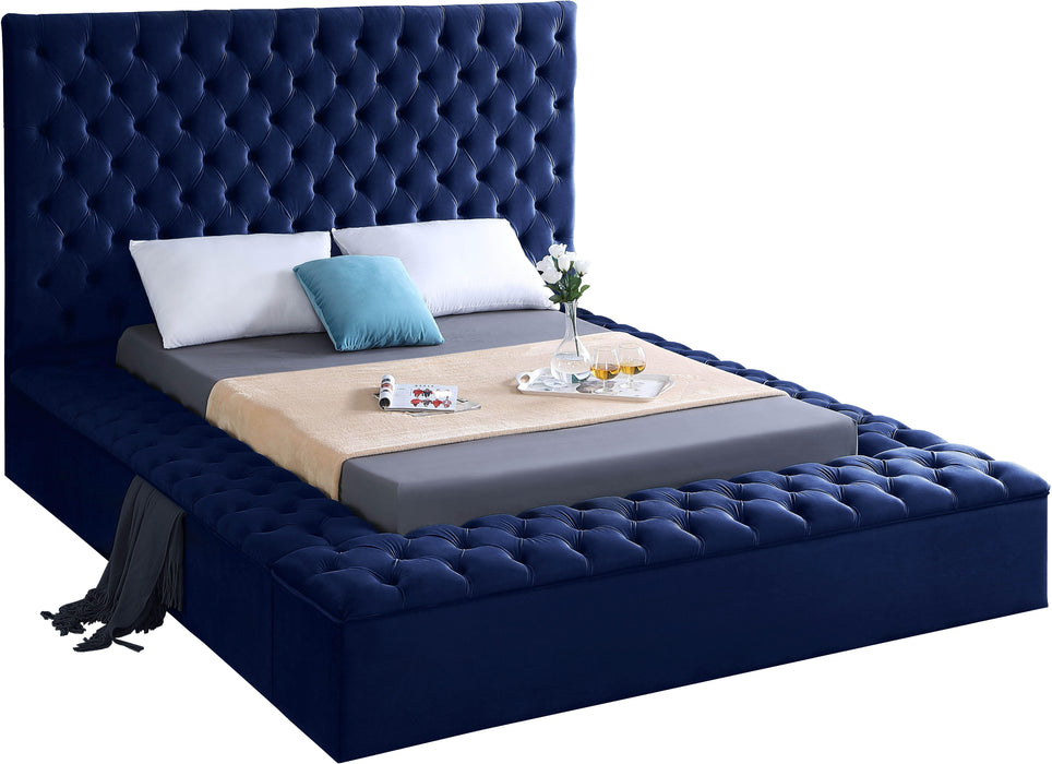 Bliss Navy Velvet Queen Bed (3 Boxes) image