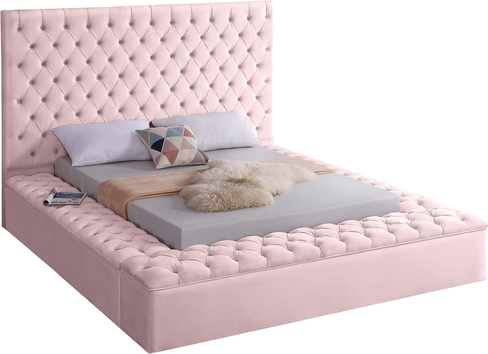 Bliss Pink Velvet King Bed (3 Boxes) - Dinettes Plus Furniture
