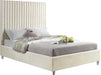 Candace Cream Velvet Queen Bed - Dinettes Plus Furniture