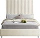 Candace Cream Velvet Queen Bed - Dinettes Plus Furniture