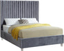 Candace Grey Velvet King Bed - Dinettes Plus Furniture