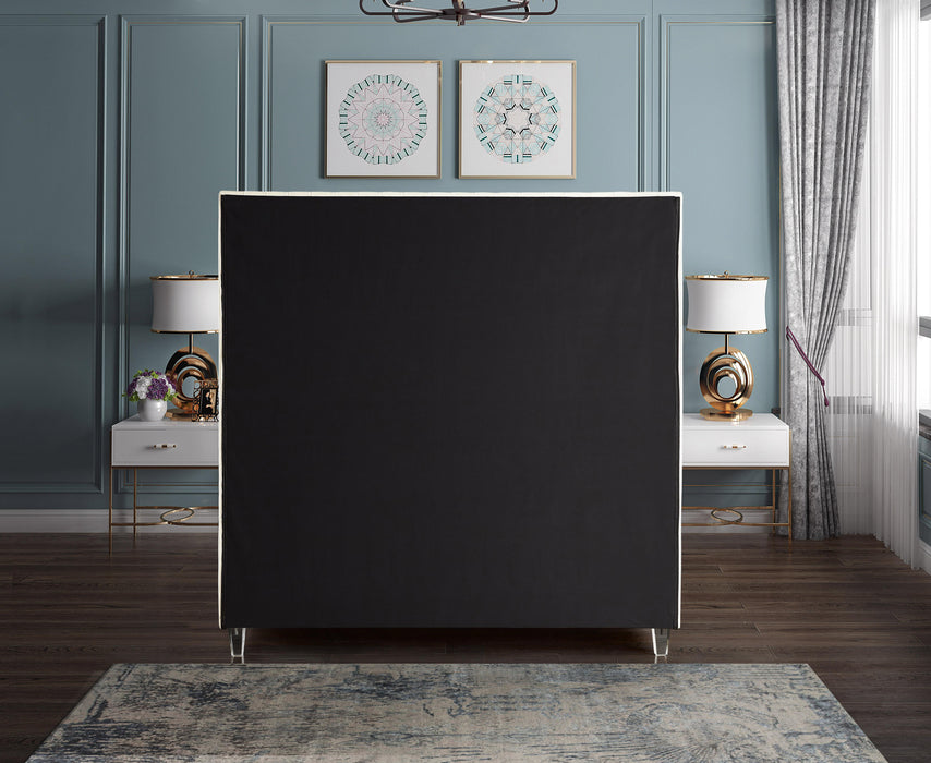 Candace Cream Velvet King Bed - Dinettes Plus Furniture