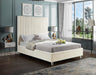 Candace Cream Velvet Queen Bed - Dinettes Plus Furniture
