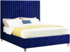 Candace Navy Velvet Queen Bed - Dinettes Plus Furniture