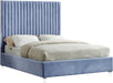 Candace Sky Blue Velvet King Bed - Dinettes Plus Furniture