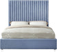 Candace Sky Blue Velvet Full Bed - Dinettes Plus Furniture