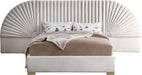 Cleo Cream Velvet Queen Bed (3 Boxes) - Dinettes Plus Furniture
