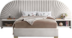 Cleo Cream Velvet Queen Bed (3 Boxes) - Dinettes Plus Furniture