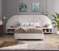 Cleo Cream Velvet Queen Bed (3 Boxes) - Dinettes Plus Furniture