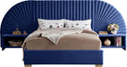 Cleo Navy Velvet Queen Bed (3 Boxes) - Dinettes Plus Furniture