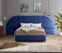 Cleo Navy Velvet Queen Bed (3 Boxes) - Dinettes Plus Furniture