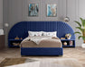Cleo Navy Velvet Queen Bed (3 Boxes) - Dinettes Plus Furniture