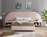 Cleo Pink Velvet Queen Bed (3 Boxes) - Dinettes Plus Furniture