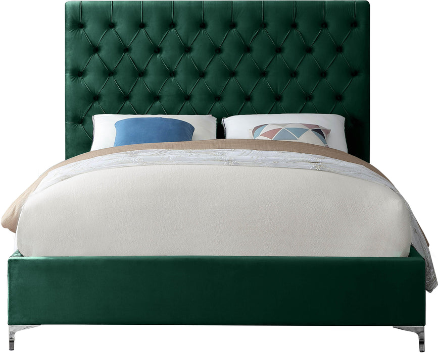 Cruz Green Velvet King Bed - Dinettes Plus Furniture