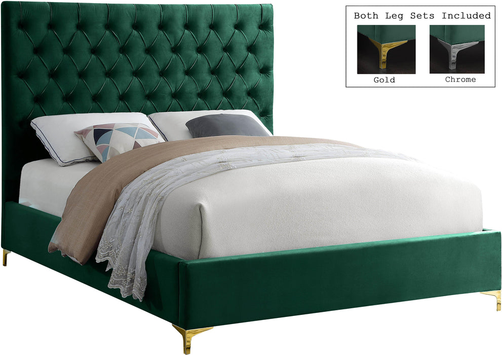 Cruz Green Velvet King Bed - Dinettes Plus Furniture