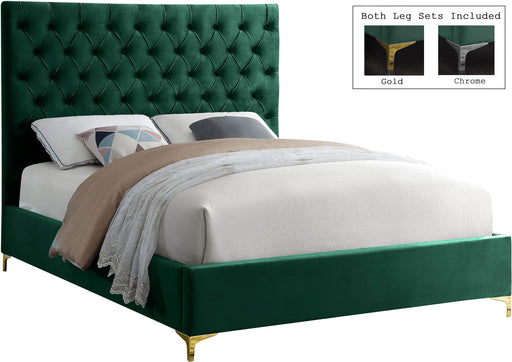Cruz Green Velvet Queen Bed - Dinettes Plus Furniture