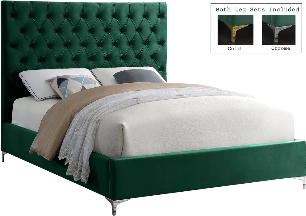 Cruz Green Velvet King Bed - Dinettes Plus Furniture