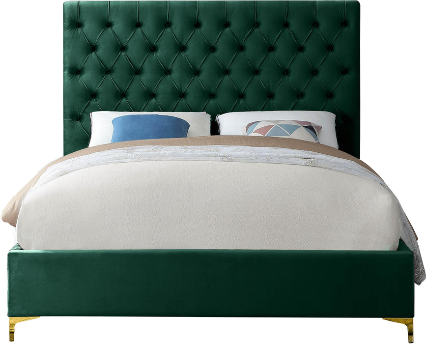 Cruz Green Velvet King Bed - Dinettes Plus Furniture
