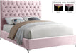 Cruz Pink Velvet King Bed - Dinettes Plus Furniture