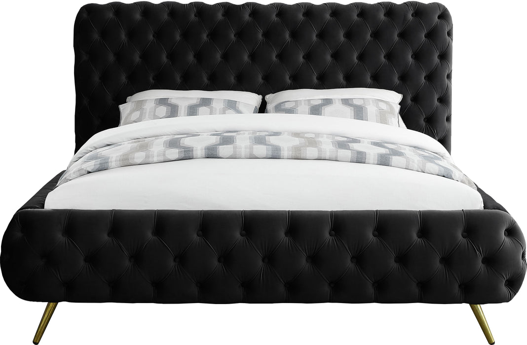 Delano Black Velvet Queen Bed - Dinettes Plus Furniture
