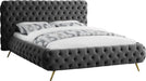 Delano Grey Velvet Queen Bed - Dinettes Plus Furniture
